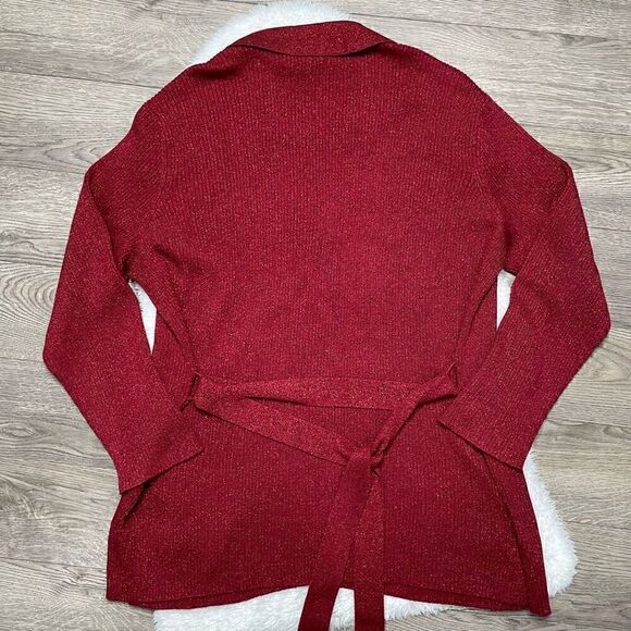 Emma & James Sweater Size 1X Red Sparkle Top Cardigan Dressy Christmas Button Up - Picture 7 of 9
